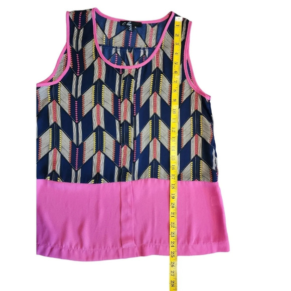 C. Luce Women Pink Sleeveless Blouse Chevron Herringbone Size Medium - Picture 7 of 9